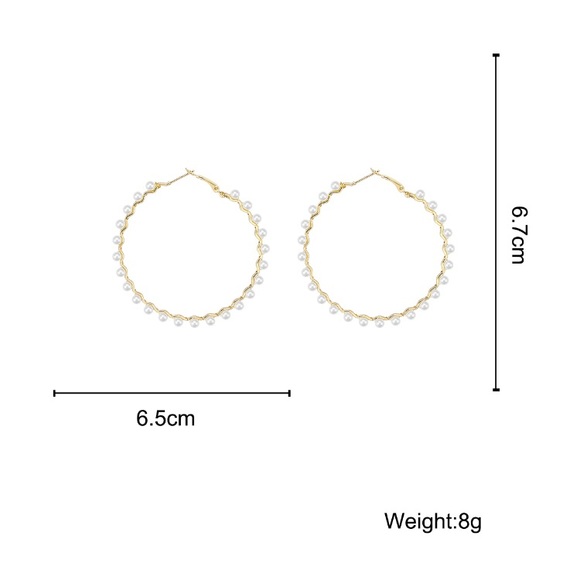 Beautiful Gold Plated Pearl Hoop Earrings - Picture 4 of 7